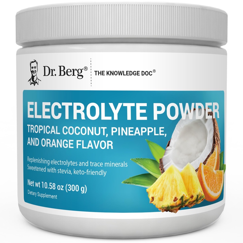 Dr. Berg Zero hidratare zahăr Keto Electrolit pulbere - îmbunătăţit w/ 1000 mg de Sare de potasiu şi roz Himalayan (NOT masă sare) - nucă de cocos tropicală, Ananas & Portocaliu băutură Supliment 50 Serviri