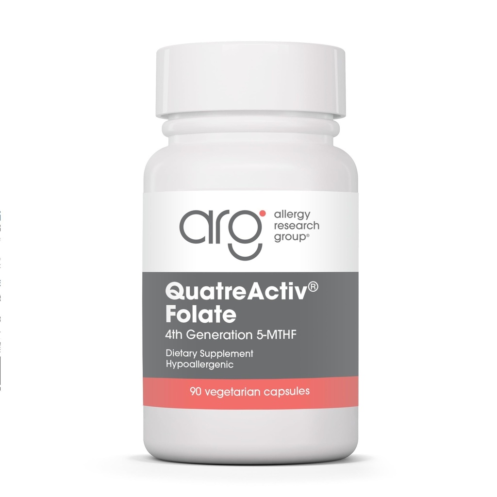 Grupul de cercetare pentru alergii QuatreActiv Folate Supplement - Metilfolat, 5-MTHF, suport pentru metilizare, Quatrefolic, Capsule vegetariene - 90 Conte