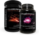 Inteligent Labs 2-in-1 Bundle of MagEnhance Supplement (High Absorbtion Chelated Magneziu Complex) and Colagen Peptides Powder (Unflavored Organic Hydrolyzed Type 1 & 3 Colagen Proteine Powder)