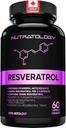 Nutratologie Resveratrol Supliment - Potent Antioxidant Supliment - Anti imbatranire Trans Resveratrol - Creste sanatatea cardiovasculara, Regenerarea celulelor si cresterea parului - 60 capsule - 30 Serviri