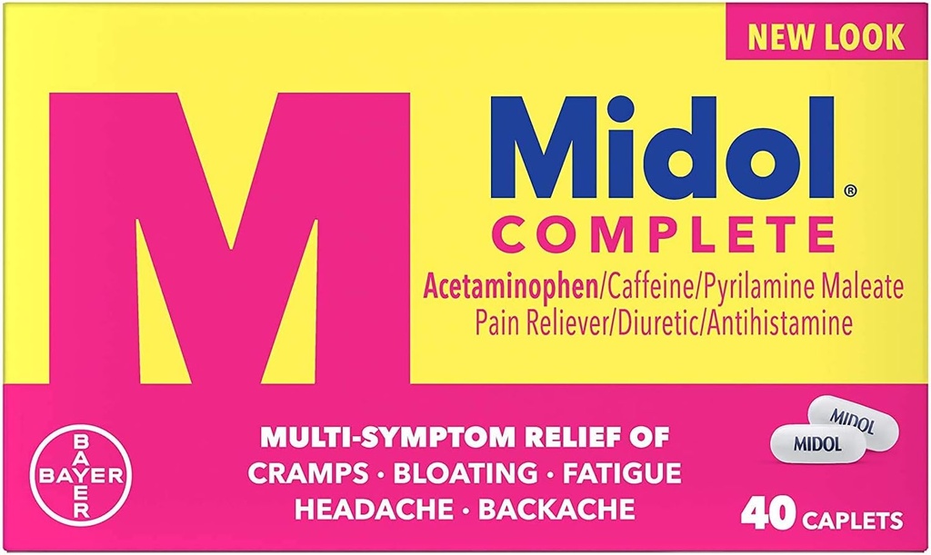 Midol Complete, Menstrual Perioada Simptome Relief, Caplete, 40 Conte, 2-Pachet