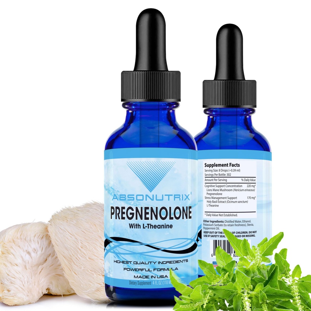Absonutrix Gragnanolone cu L-Theanine Advanced Formula 390 mg, 4 Oz Liquid, 302 Servings, Made în Statele Unite ale Americii, Absorbţie rapidă, Ingrediente de calitate Potent, Non-GMO, GMP Instrument certificat