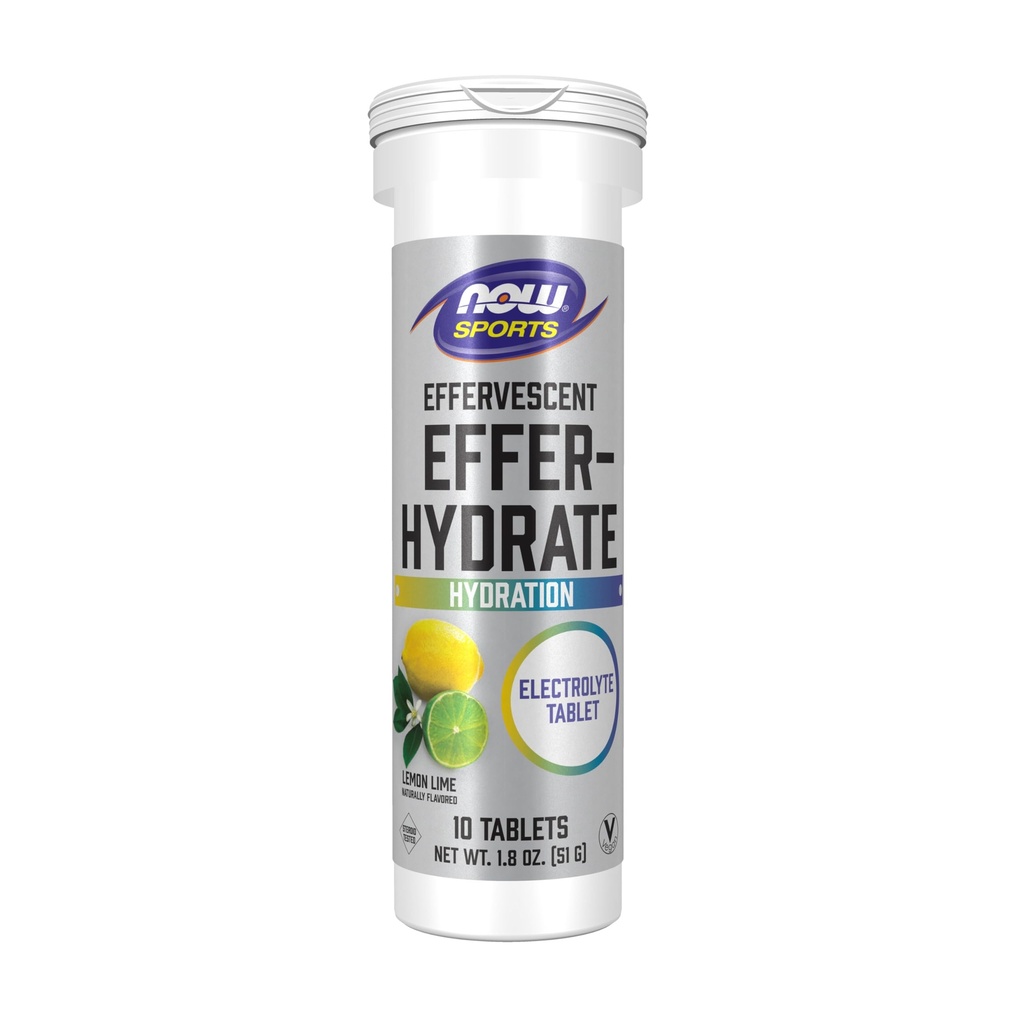 now Foods Sports Nutrition, Effer-Hydrate Effer-Efervescent, Electrolyte Supplement, Recovery*, Lemon Lime, 10 comprimate