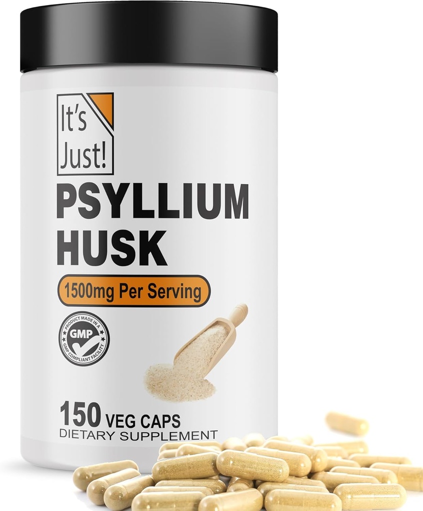 E doar! - Psyllium Husk, Dietary Fiber Supplement, Veggie Capsule, 1500 mg Per Serving, 150ct Sticla (150 Conte)