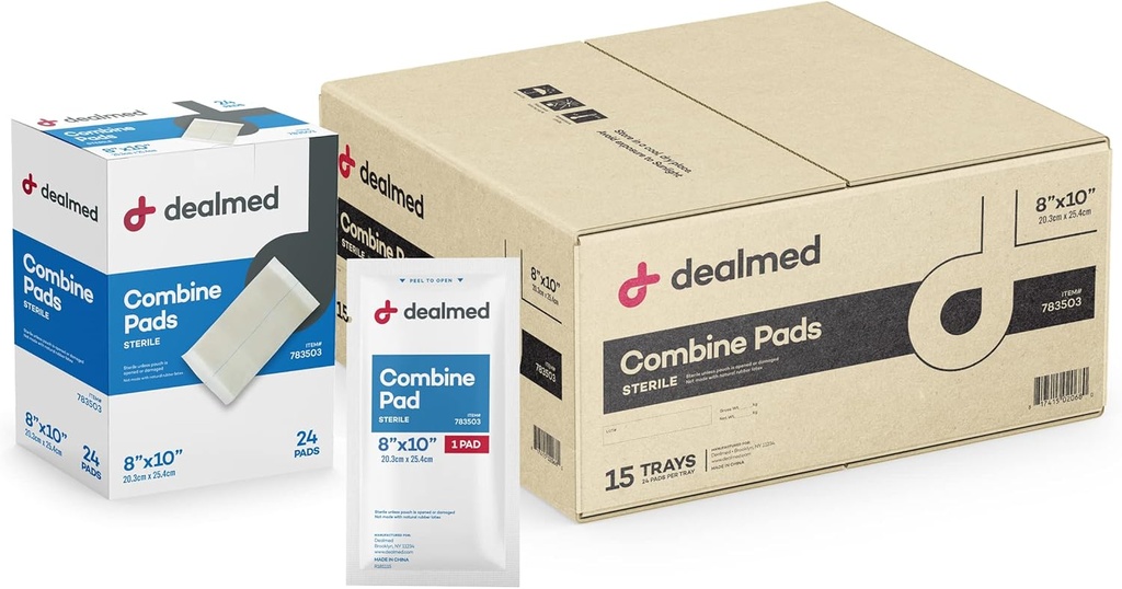 Pad-uri combinate abdominale tratate 8"x10" (360-Cauza) Sterile individuale înfășurate, Pad-uri ABD, Absorbtion, Neaderent pentru îngrijirea rănilor, Drenaj, Primul Ajutor, 24/Box (Cauza 15)