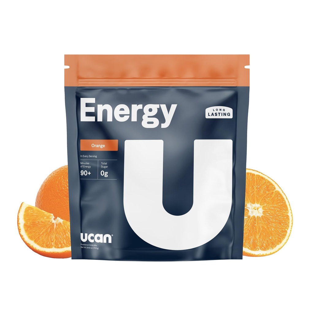 UCAN Energetic Powder, Tropical Orange, Keto, Sugar-Free Pre & Post Antrenament pentru bărbaţi şi femei, non-GMO, Vegan, Gluten-Free, Mare pentru Runners, Gym-Goers şi sportivi de înaltă performanţă (28 Servings, 24.6oz)