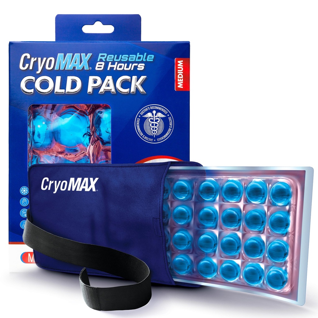 Cryo-Max Cold Pack, 8 Ore Rece Terapie Rece Pack pentru Elbows, Genți, Gât + Mai mult, Medium, 6" x 12" (1 Conte)