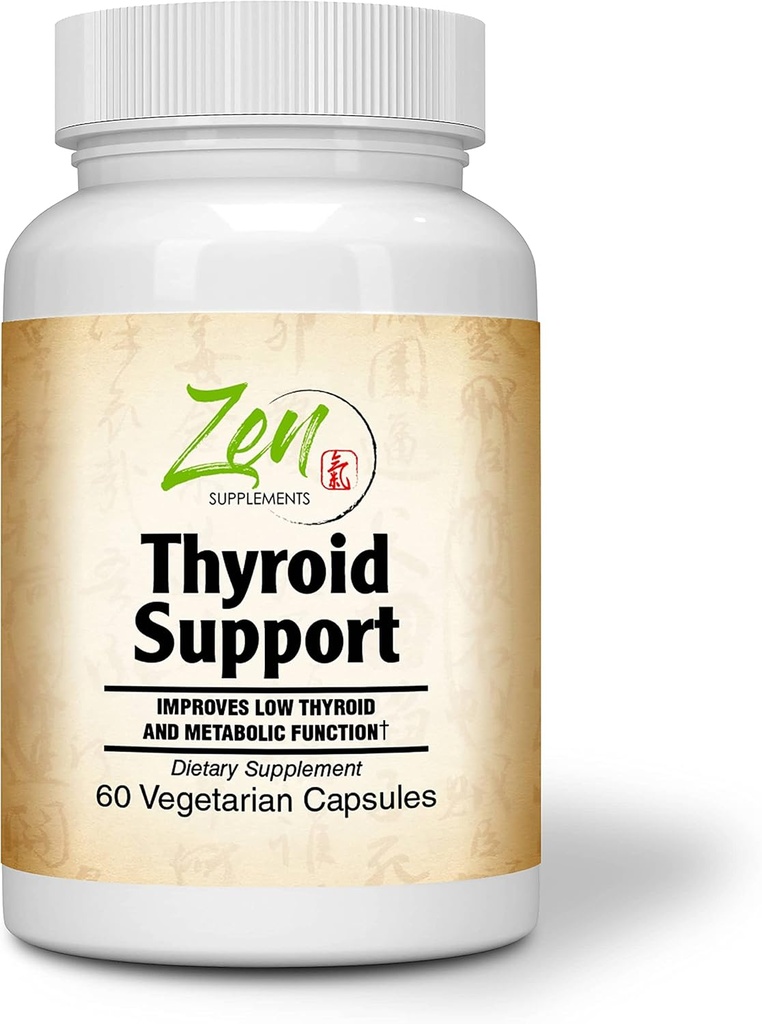 Supliment complet de suport tiroidian - pentru energie tiroidiană scăzută și funcție metabolică - cu Iod Kelp, Ashwagandha, cupru, vitamina A, C, D3, B6 și mai mult - Suport tiroidian pentru femei și bărbați - 60 VegCaps