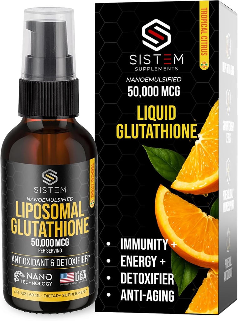 Sistem Liposomal Glutatione Supliment, Antioxidanti, Detox Cleanse, Suplimentul de suport imun, Vitamina C, Spray lipozomal, Glutatione Ser, Aroma de citrice tropicale