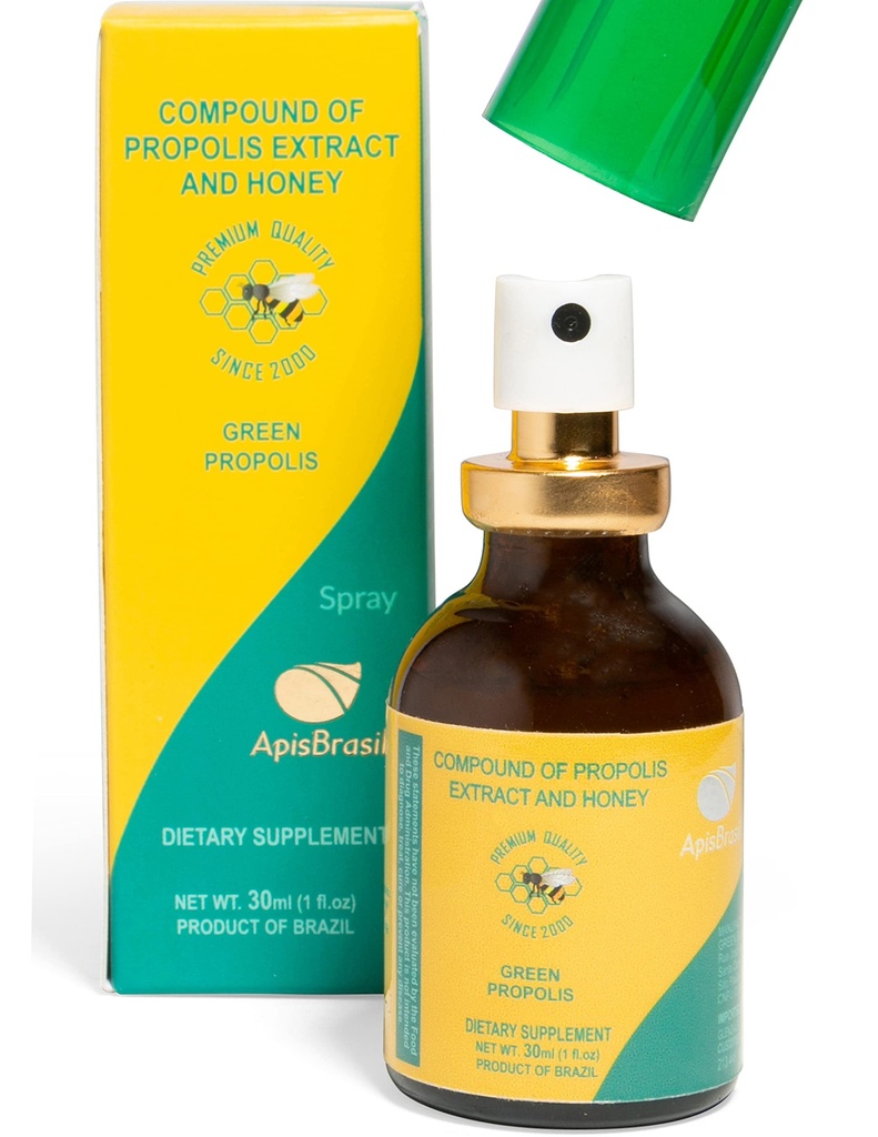 Brazilia Green Bee Propolis Spray (30ml) - Natural Immune Support - Sore Throat Relief - Premium Quality - Pachet de 1