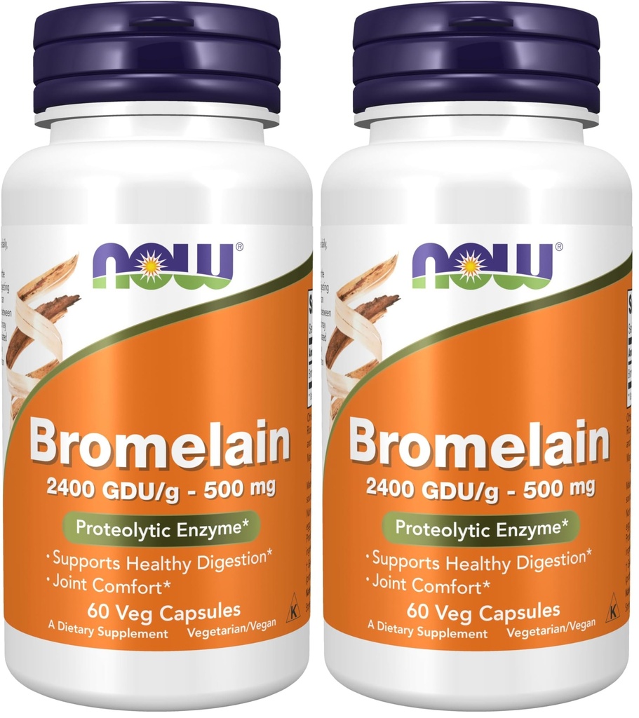 Suplimente acum, Bromelain (Enzim natural  Proteolitic) 2.400 GDU/g - 500 mg, Enzimă naturală  Proteolitică*, 60 Capsule veg (Pachet de 2)
