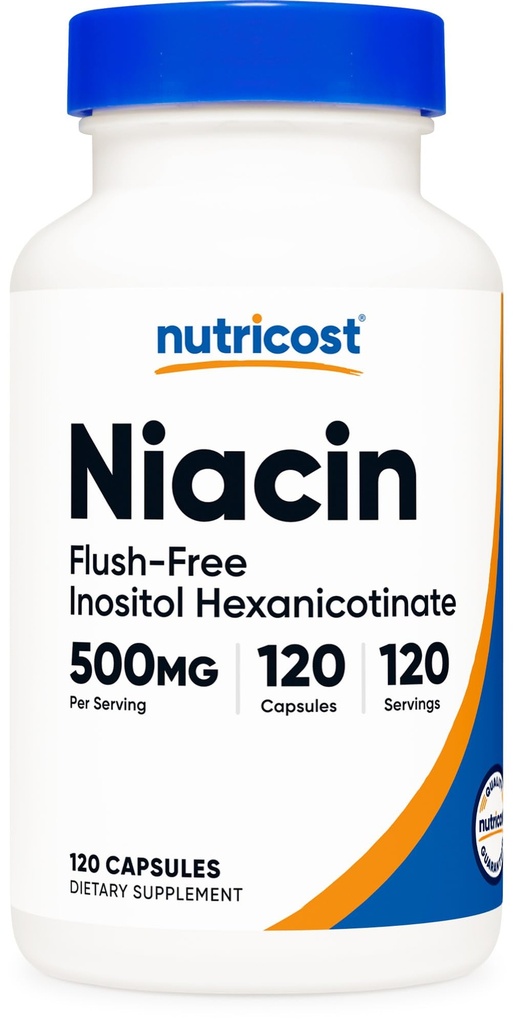 Nutricost Niacina (Flush-Free) Inositol Hexanicotinat 500mg, 120 capsule, vitamina B3
