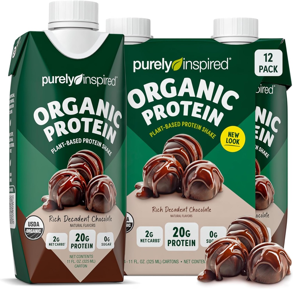 Pur Inspirat gata pentru a bea proteine organice Shake, ciocolată decadent (12 ambalaj) - plante-Bază RTD băuturi alimentare Proteina - Zero-Sugar & Gluten-Life de masă băutură proteine lichide