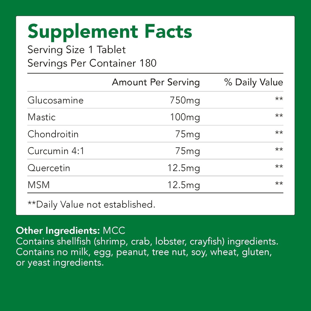 Glucosamină Premium + Chondriotină + MSM + Mastic + Curcumin (750 mg) 