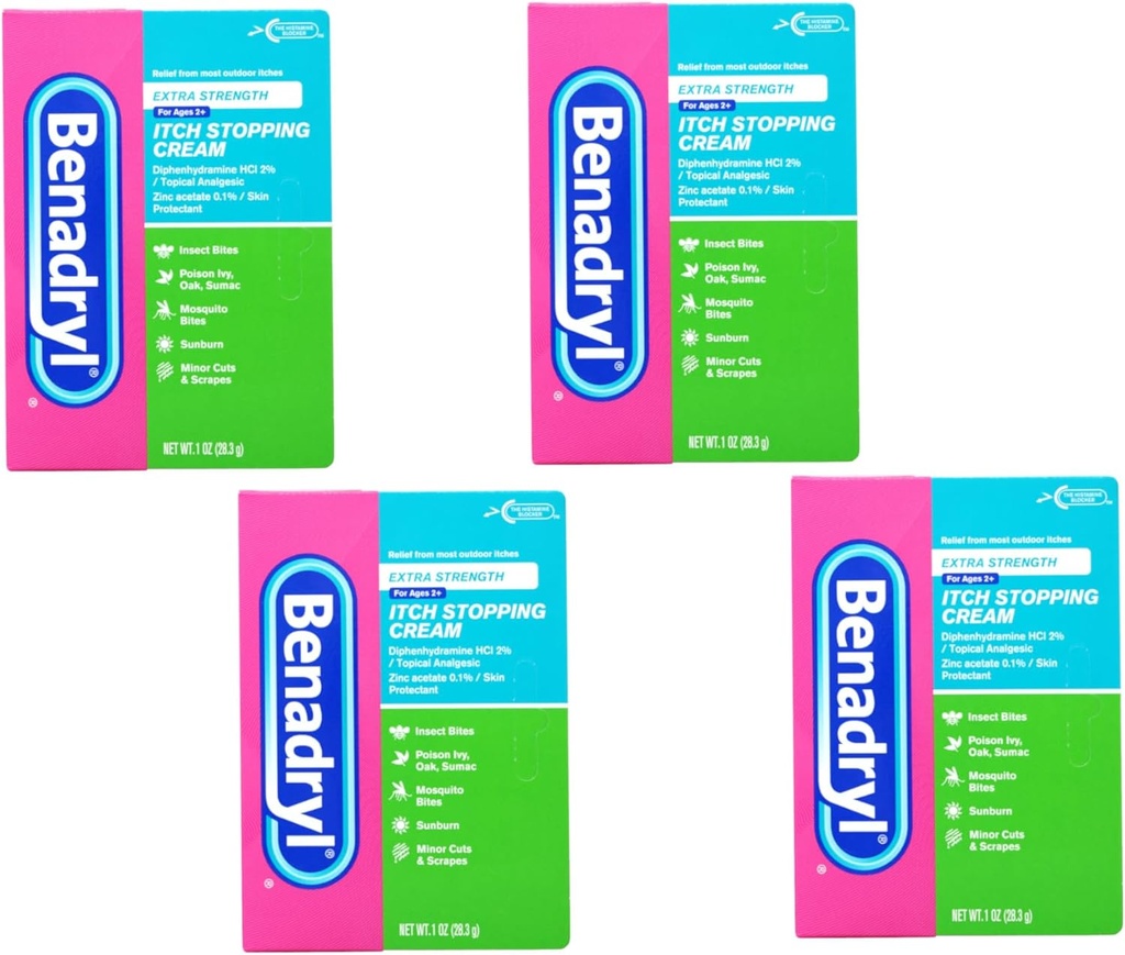 Benadryl Itch Stoping Cream Extra Force 1 oz (Pachet de 4)