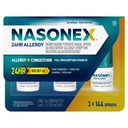 Nasonex 24HR Alergie Alergie Nasal Spray, non-drowsy, Scent-free Mist,Alergie Simptome + Congestia nazala, Puterea de prescriere completă, 120 Spray-uri (3 ambalaj)