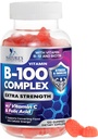 B Complex Supliment Gummies cu vitamina C & Acid folic, Extra Putere Super Vitamina B Gummy cu Niacin, B6, Acid folic, B12, Biotin, Natura's Energy Immune Supplements - 120 Gumies