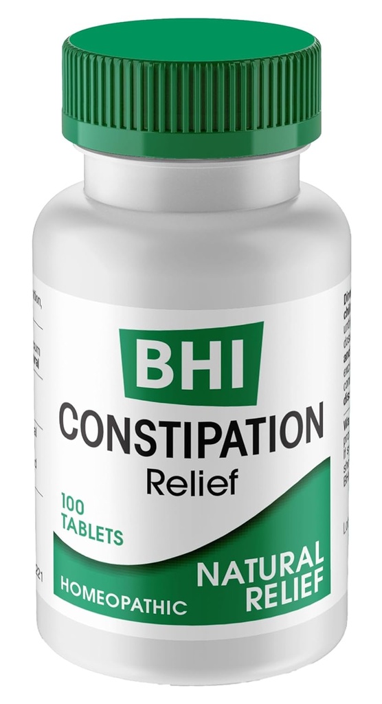 BHI Constipaţie Relief Natural Safe Homeopatic Ingrediente active Eliminaţi Bloat Disconfort, Bowel Back-Up & Neregularitate pentru femei şi bărbaţi - 100 comprimate