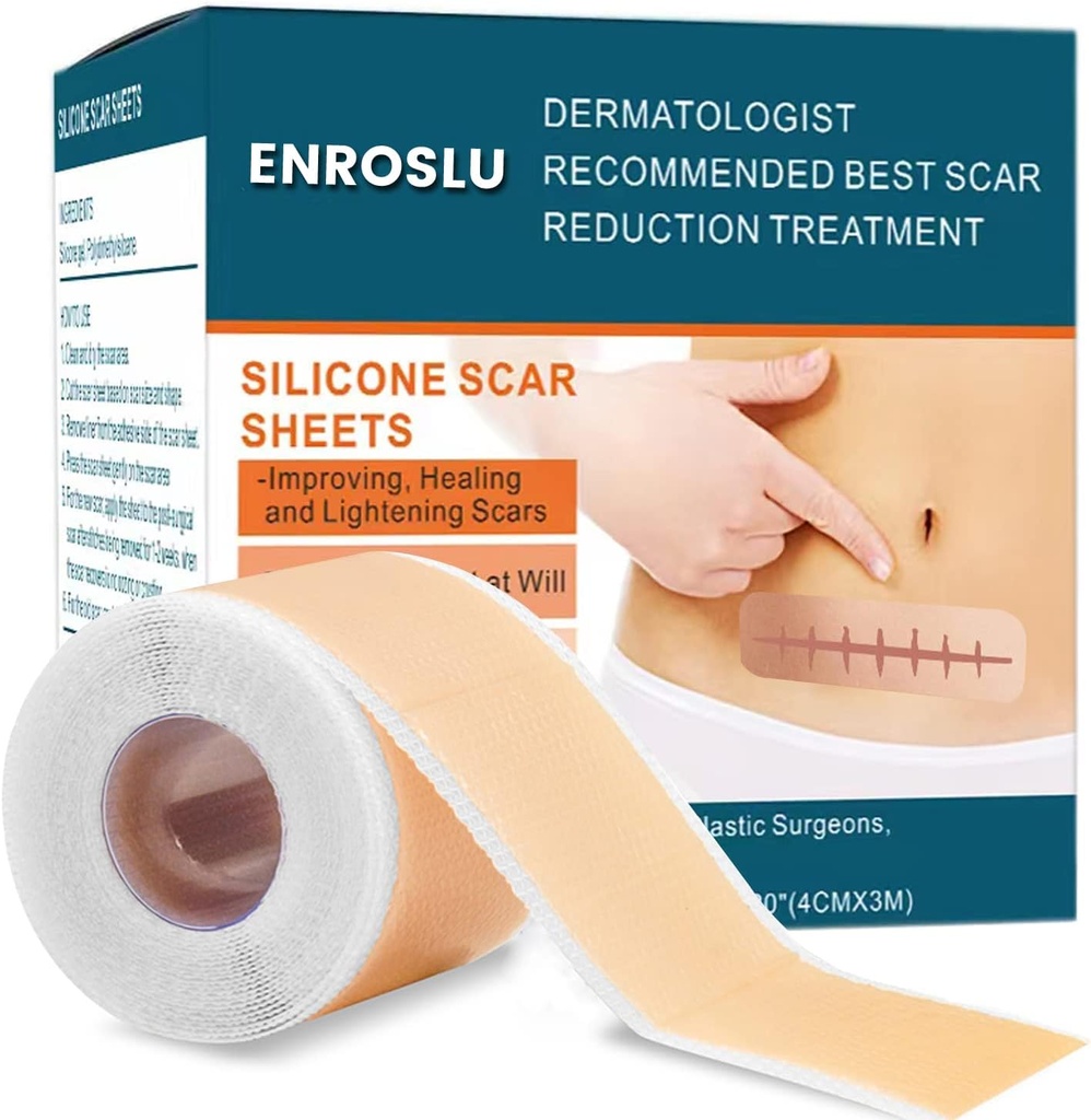 Upgrade Silicon Cicatrice foi (1,6" x 120"- 3 Metr), medical grad Silicon Cicatrice bandă, benzi de îndepărtare a cicatricilor pentru acnee, Burn Scars C-Section & Keloid Chirurgie Cicatrici foi de tratament foi