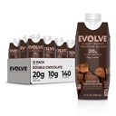 Evolve pe bază de proteine Shake, ciocolată dublă, 20g Vegan proteine, lactate gratuit, fără îndulcitori artificiali, non-GMO, 10g fibre, 11 Fl Oz (Pachet de 12) - (Formula May Vary)
