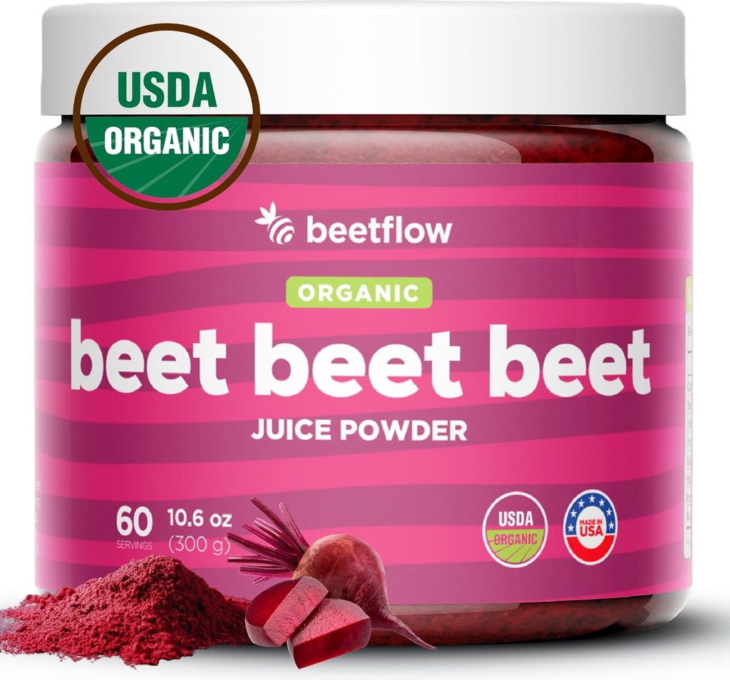 Sfeclă de sfeclă Premium Nitric oxid Booster & Pre Antrenament Superfood - Sprijină Circulație, Heart Health, & Stamina 