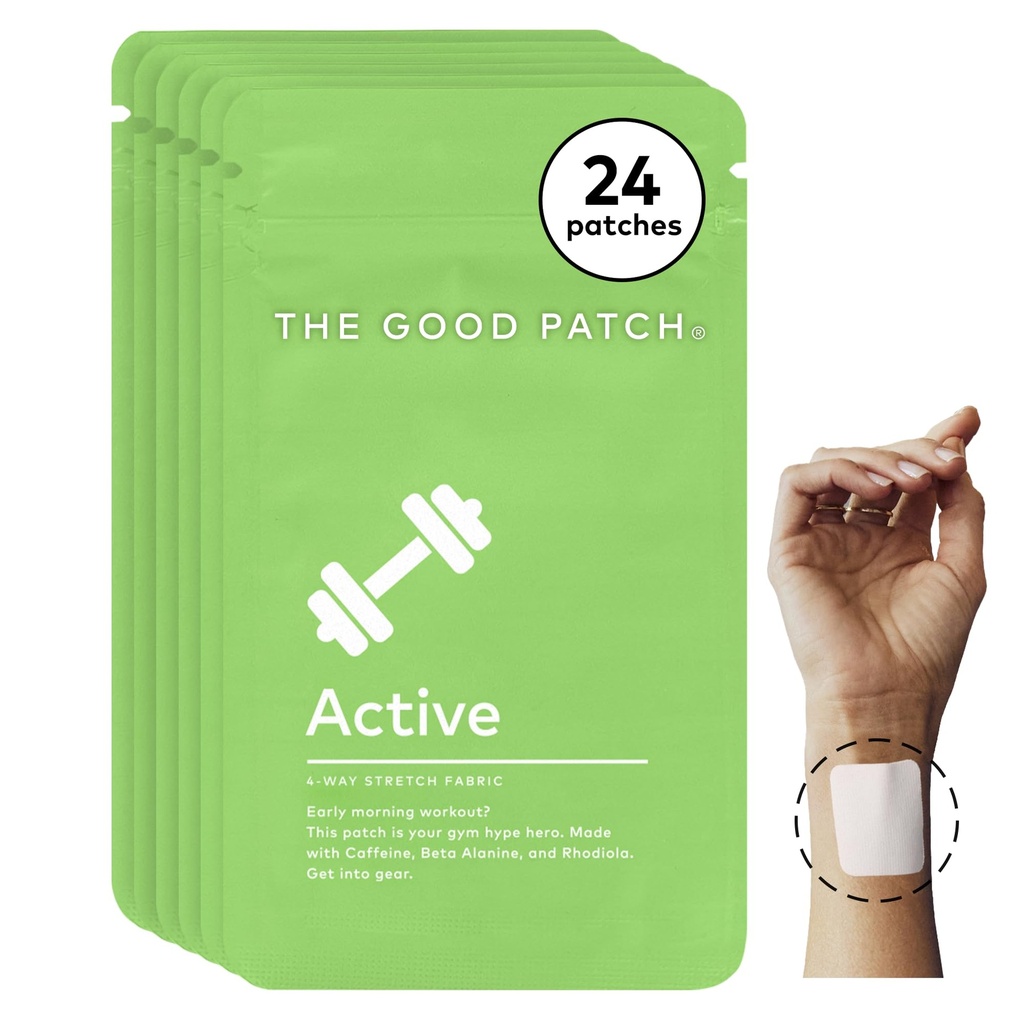 Patch-ul activ bun Patch, suport energetic, Patch natural cu cafeina, Beta Alanine, Rhodiola, Plant Powered Wearable Wellness, Se sustine eliberarea (24 Patches Total)