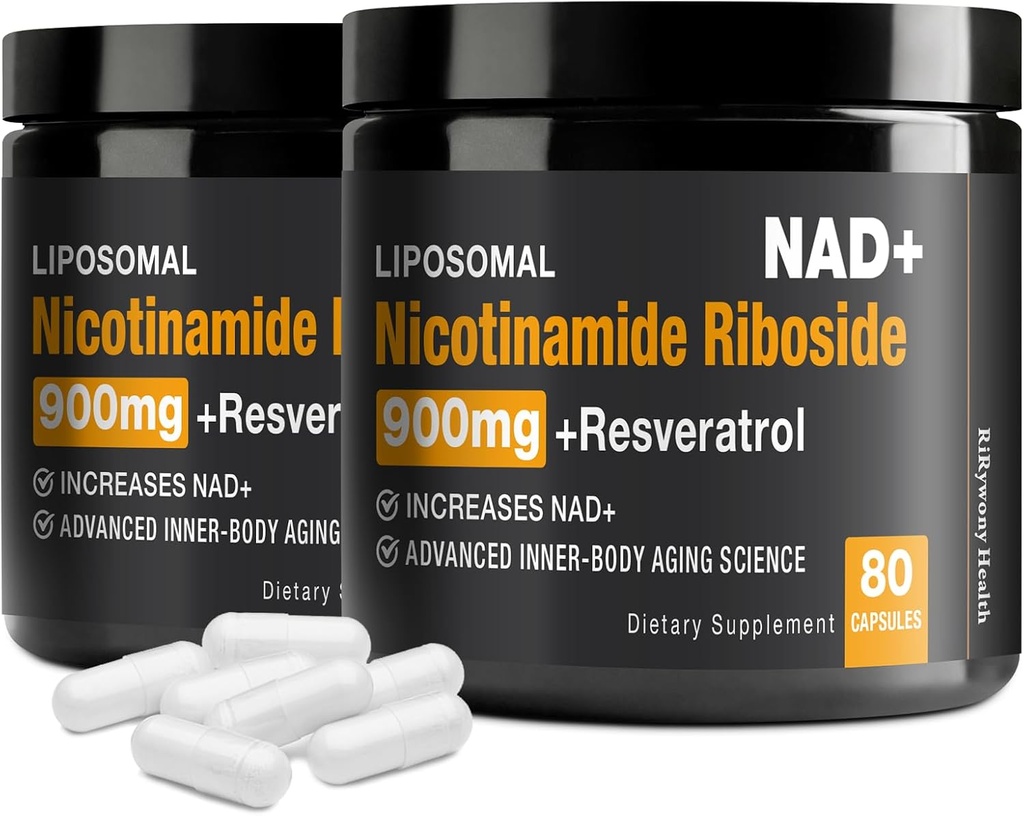Suplimentul NAD - NAD+ cu Nicotinamidă Ribozidă (NR) şi Resveratrol Quercetin 900 mg Pur organic NAD Plus pentru repararea celulară Funcţia creierului în vârstă sănătos (2 ambalaj)