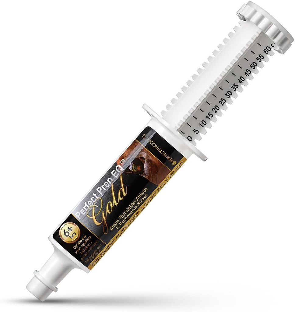Prep perfect EQ Echine aur calmant de lungă durată Toate naturale pentru anxietatea cailor, dureaza 18+ ore, 60cc Paste