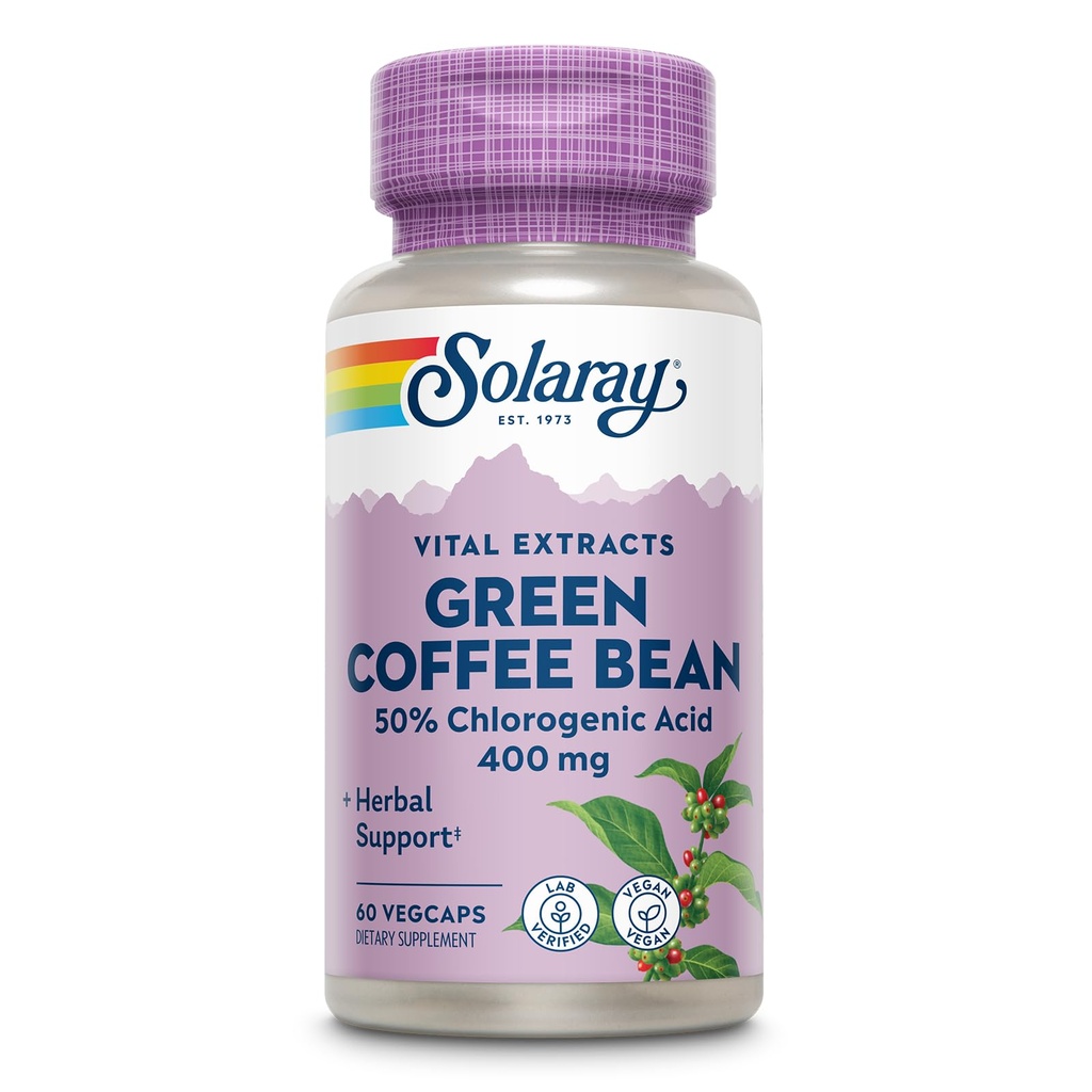 SOLARAY Garantat Potenty Green Bean Extract de cafea, Veg Cap (Btl-Plastic) 400mg