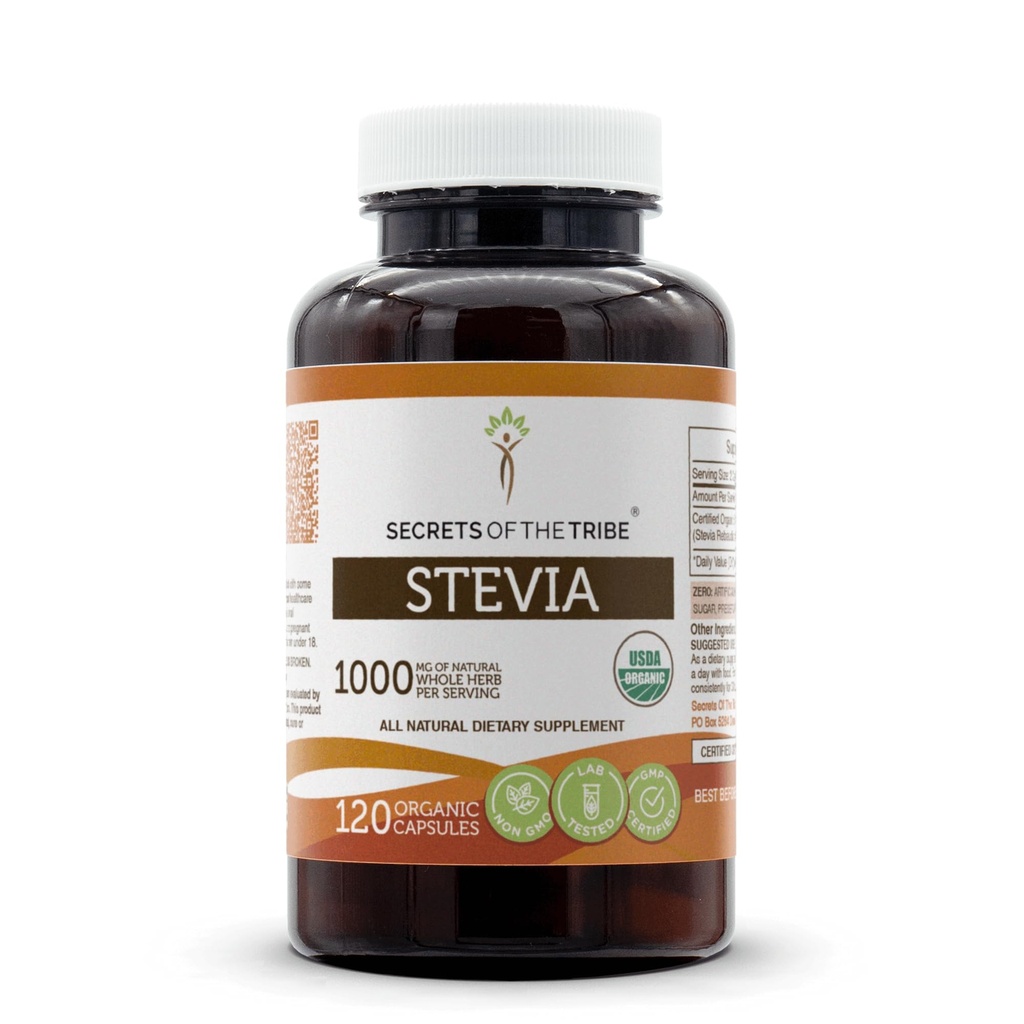 Stevia 120 Capsule, 1000 mg, USDA Organic Stevia (Stevia Rebaudiana) Leaf uscat (120 capsule)
