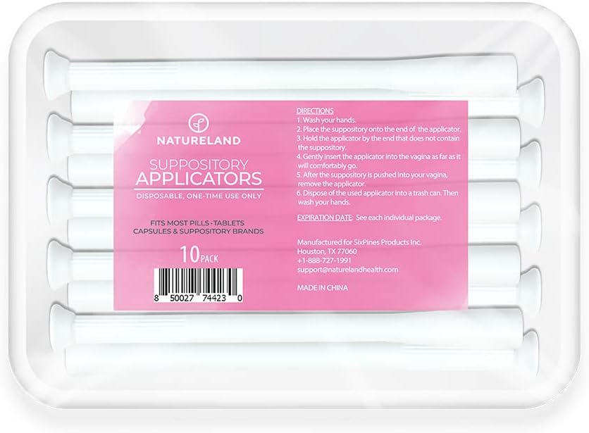Naturalland [10 Pack] Aplicatoare supozitoare vaginale pentru femei, Soft Tip Auxiliar Tool pentru pastile, și pH-ul tabletelor de echilibru, individuale înfășurate (Aplicatoare tip mare)