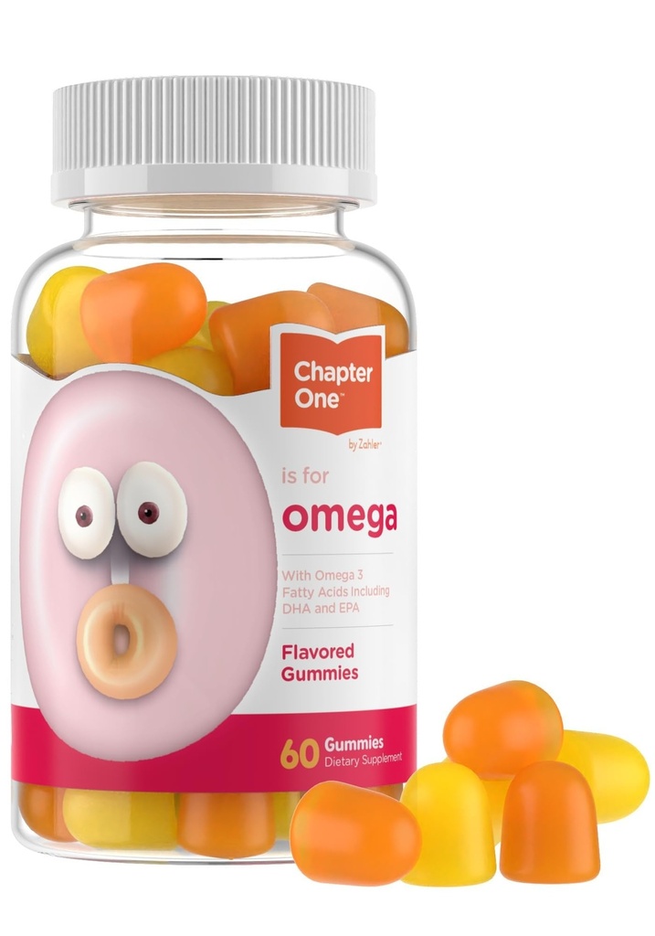 Zahler - Capitolul 1 Omega 3 Gume pentru copii (conte 60) - Fără ulei de pește, Kosher, cu Omega 3-6-9, EPA & DHA