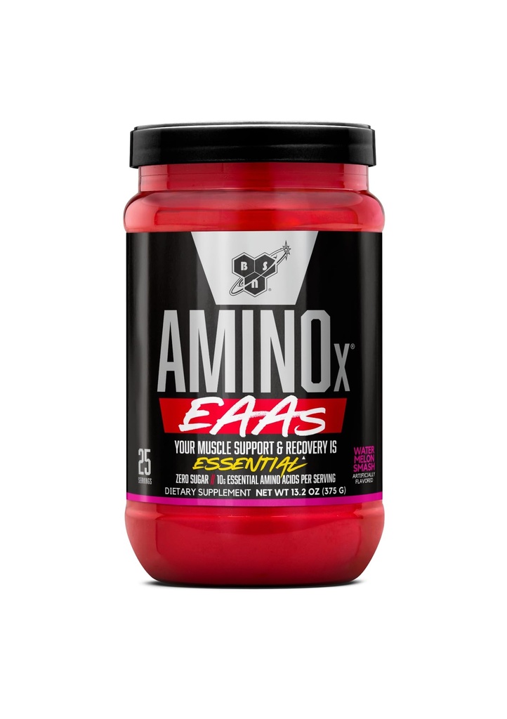 BSN Amino X EAAS, Recuperare musculară & Rezistenţă, 10g Aminoacidi esenţiali, 5g BCAA, Zero Zahăr, Cafeina gratuit, Pepene verde Splash, 13,2oz, 25 Serviri