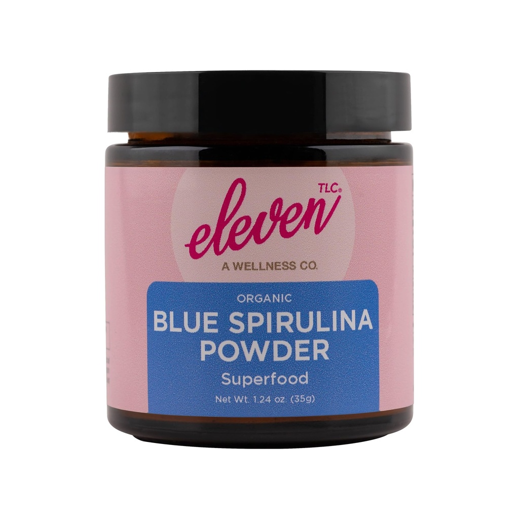 Unsprezece TLC, Albastru organic Spirulina Pulbere, Aroma, Superfood, Vitamine + Minerale, Espiralina Azul en Polvo, Proteina Planta, Non-GMO, Borcan de sticlă Non Messy, 1.24 Ounce 35 Serviri