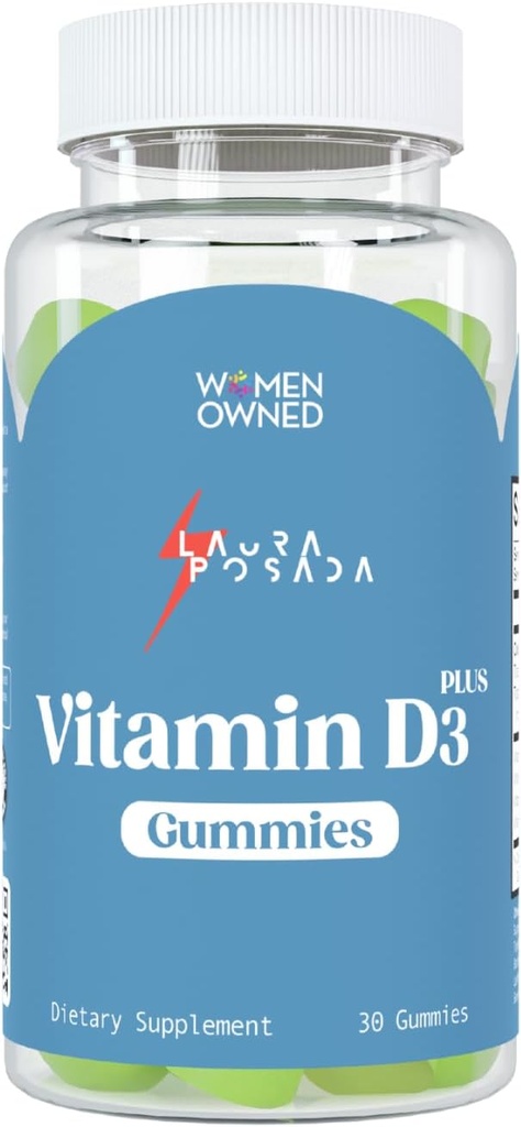 Laura Posada Vitamina D3 Plus Gumies 30 Count D3, A, K pentru absorbtia de calciu, Menopauza Suport imun, Bone & Heart Health, Hormone Optimization 