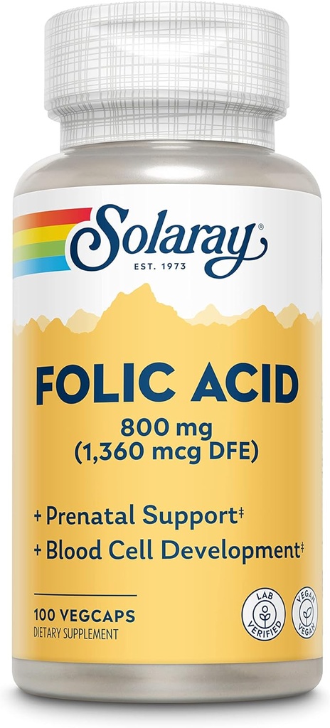 Capsule cu acid folic SOLARAY, 1360mcg 100 Număr de capsule