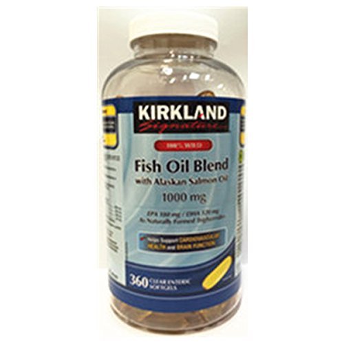 Kirkland Signature 100% Wild Fish Oil Blend cu ulei de somon sălbatic Alaska 180 EPA 120 DHA 1000mg - 360 Enteric Softgels
