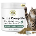 Wholistic Pet Organics Feline Complete - 8 Oz - Pudră multivitamine și probiotice pentru pisici - Natural Cat Food & suport digestiv