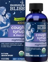 Mami Bliss Organic Kids Tuse Syrup & Mucus Relief pentru timp de noapte, Agave & Honey, Ivy Leaf, Zinc, Vitamina C, + Herbal Nighttime Blend, 4 Fl z