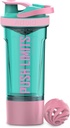 Mod artoid Inspirational Fitness Workout Sports Proteina Shaker Sticla 24-Ounce, Dual Mixing Technology cu bile Shaker & Mixing Grids Inclus, Twist și blocare cutie de proteine depozitare incluse