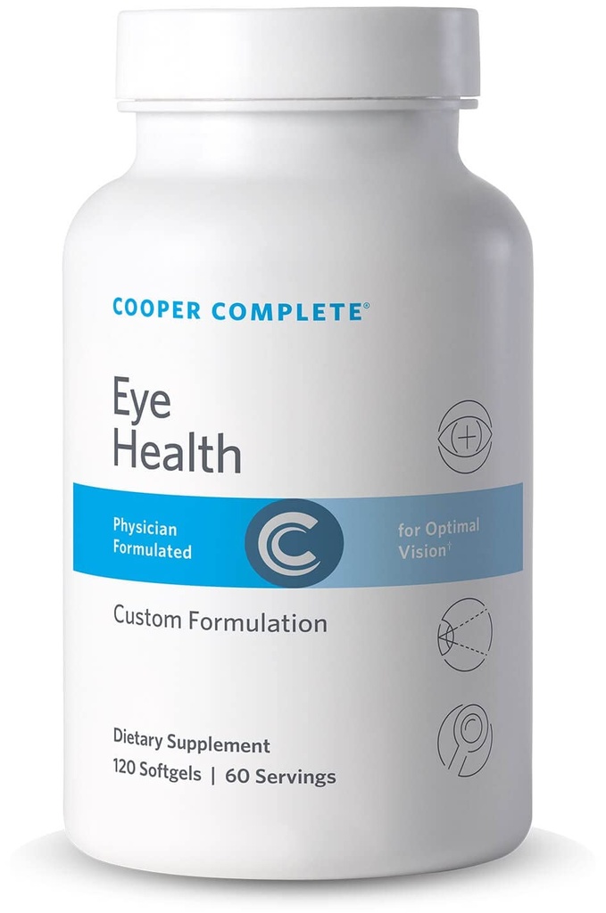Cooper Complete - Eye Health Supplement - Lutein, Meso Zeaxantină, și Zeaxantină, Vitamina C & E - 120 Softgels pe flacon. Cutie cu 2 flacoane