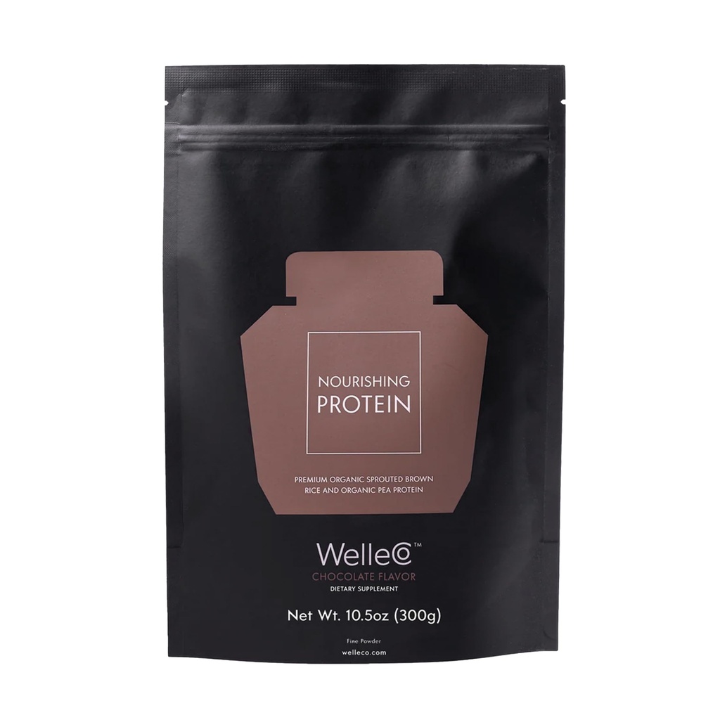 WelleCo Plant-Based Chocolate Proteine Powder, Organic Brown Rice & Pea Blend, 16g Proteina per Serving, Dairy-Free Supliment pentru energie, Recovery & Daily Nutrition, 10.5 oz