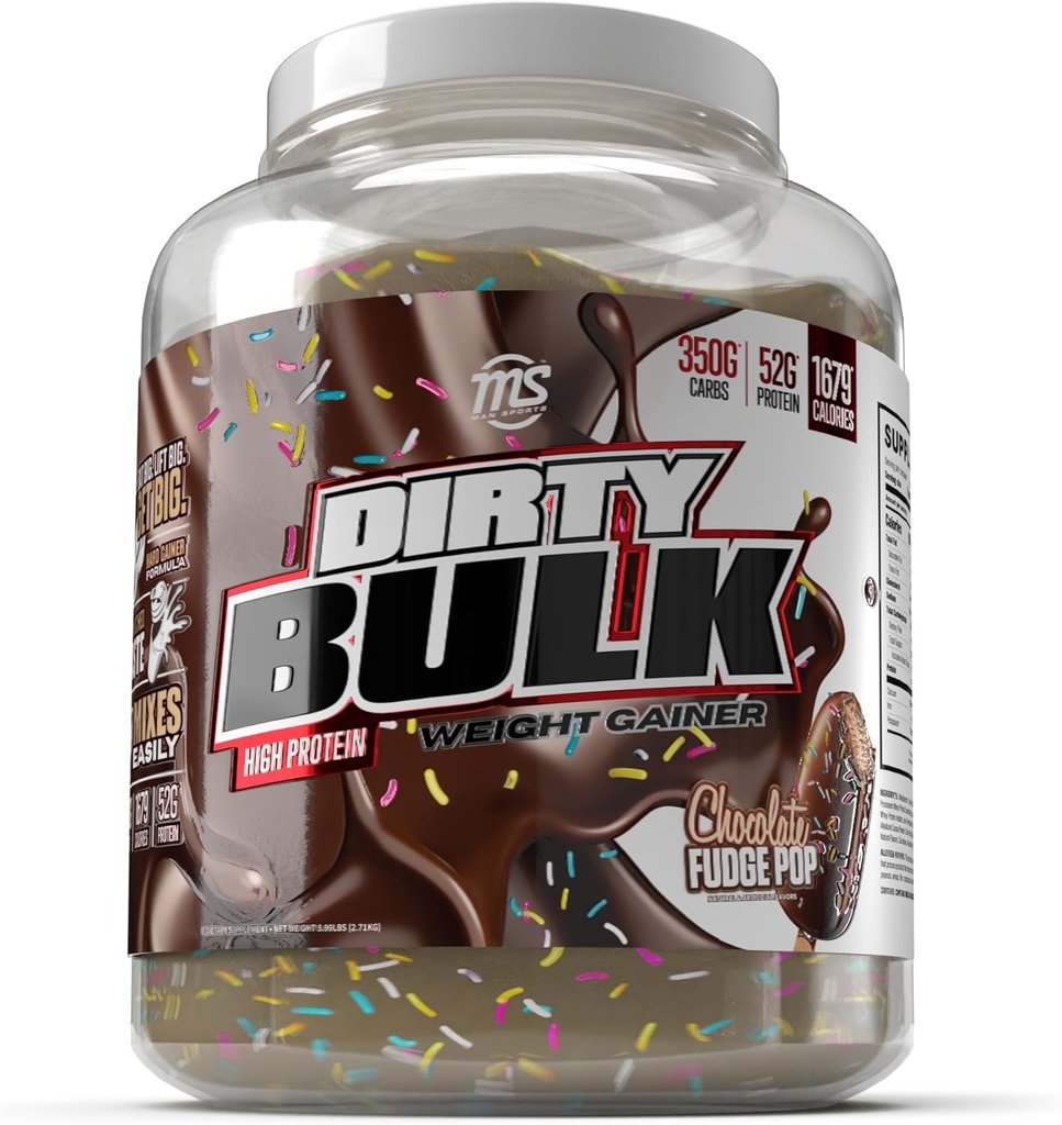 MAN Sport - Dirty Bulk: ciocolată Fudge Pop mare grăsime Gainer pulbere cu 52g de proteine