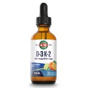KAL D3 K2 DropIns 125 mcg / 500 mcg Liquid Vitamina D3 K2 picături, Bone Health, Heart Health and Immune Supplement, Natural Citrus Flavor, 60-Day Money Back Guarantee, Aprox. 59 Serv, 2 FL OZ