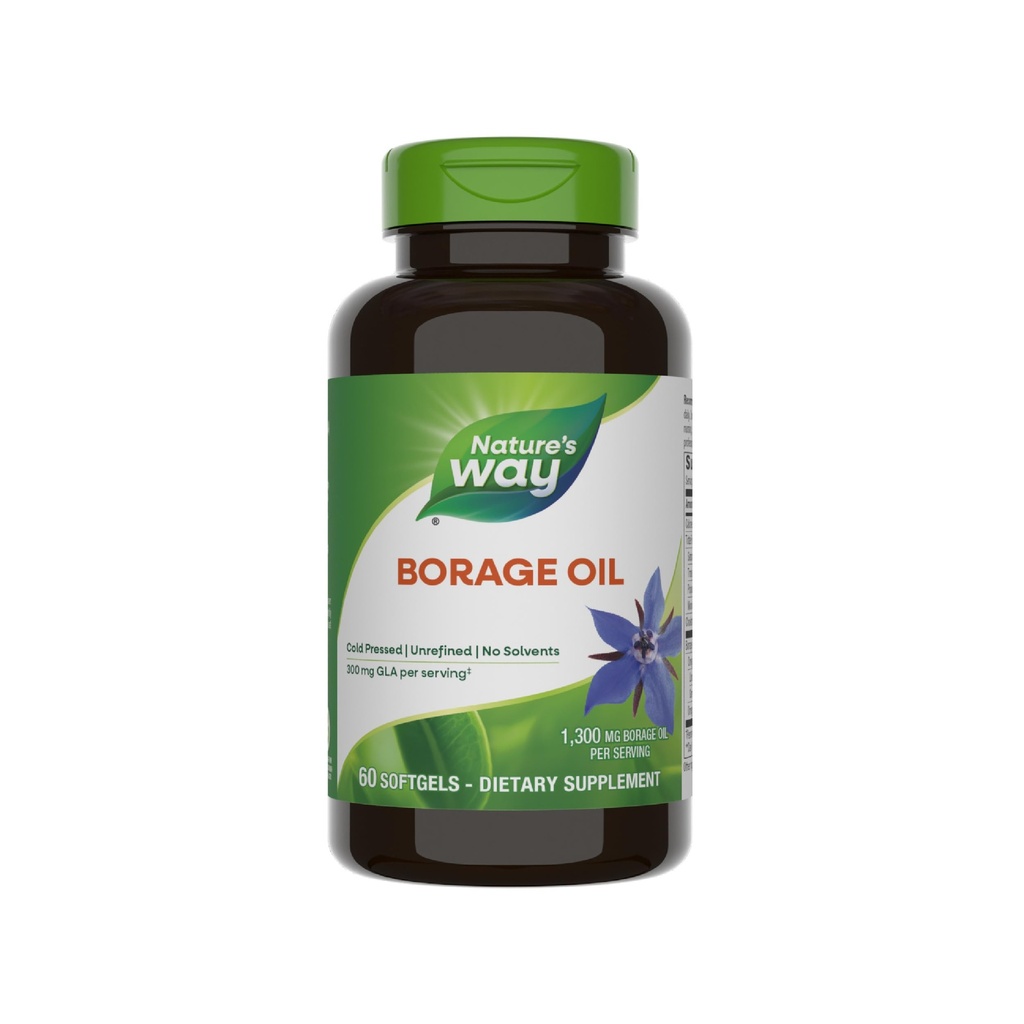Ulei de Boraj Mod Natural, presat la rece & Nerafinat, Suplimentul GLA, 300 mg GLA și 440 mg Acid Linoleic per Serving, 60 Softgels (Packing May Vary)