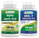 Cel mai bun natural alpha acid lipoic 600 mg & vitamina K2 (MK7) cu D3
