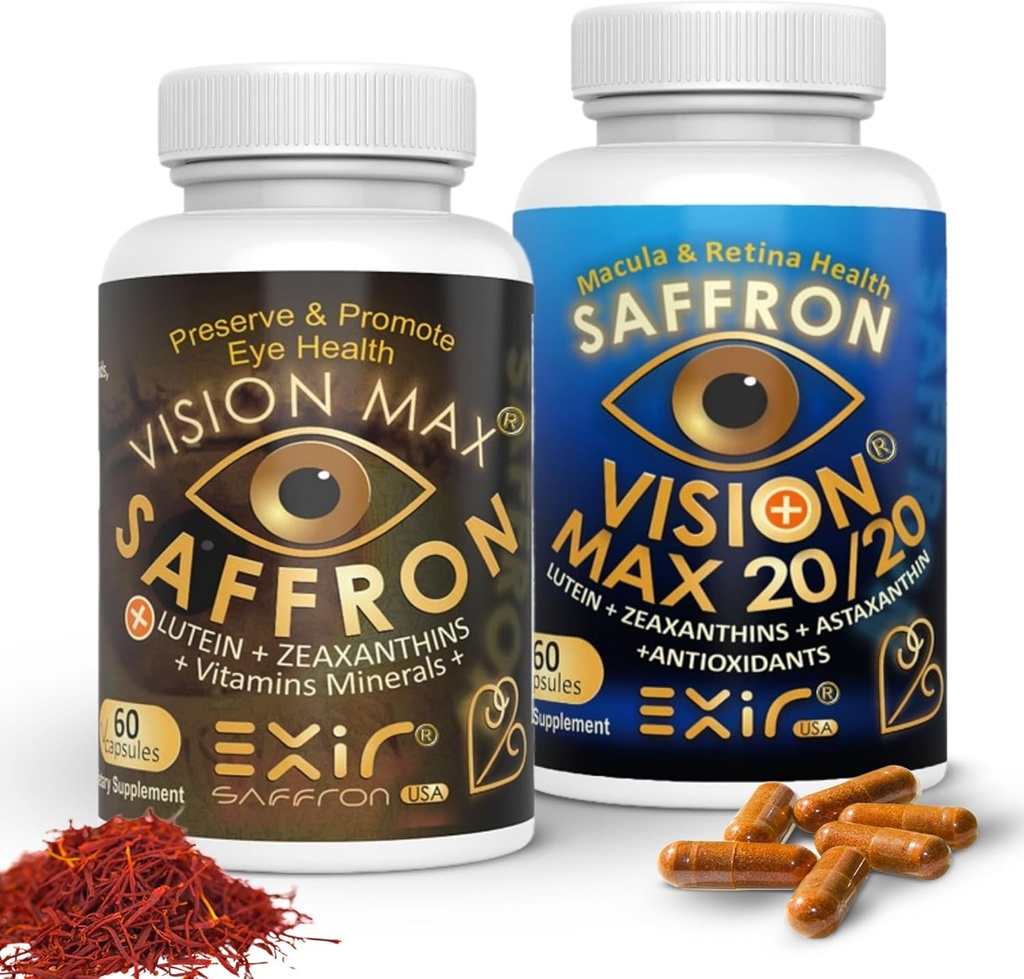 Suplimente de vitamine pentru ochi EXIR, Set de 2 - Suportă Retina Macular, 120 Capsule