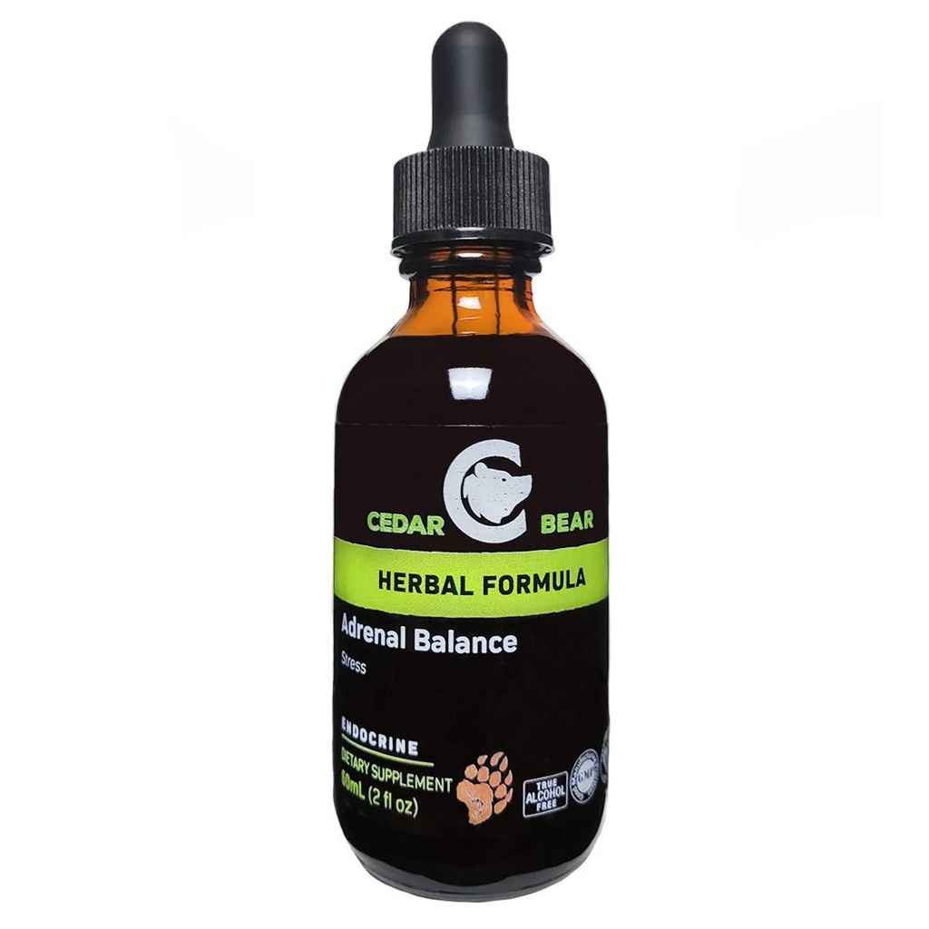 Cedar Bear Echilibru adrenal - supliment vegetal lichid cu adaptogeni care luptă împotriva oboselii, gestionarea stresului și creșterea energiei 2 fl oz / 60 ml (1 unitate)
