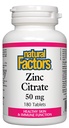 Factori naturali - Citrat de zinc 50mg, Suport pentru pielea sanatoasa si functia imunitara, 180 comprimate