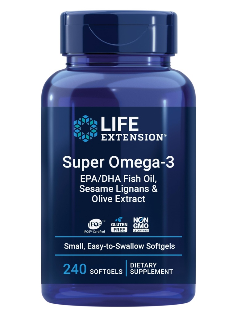 Life Extensie Super Omega-3 Ulei de pește EPA/DHA, Sesam Lignans & Olive Extract 